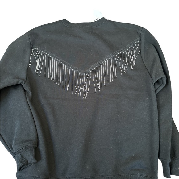 Vinyl Blondie Graphic Sweatshirt Black Crew Neck‎ Rhinestone Fringe Back - Picture 2 of 8
